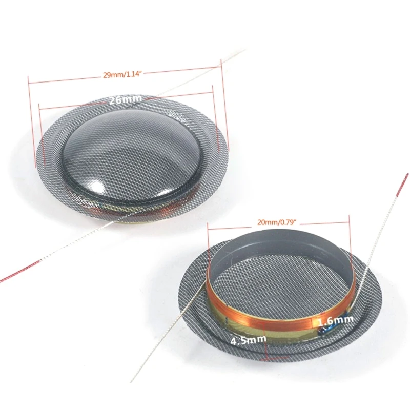 2 pz 20.4mm Treble Voice Coil Cornice Rotonda Dome Altoparlanti Unità 20.4mm Nucleo Pellicola Seta HiFi Tweeter Altoparlante