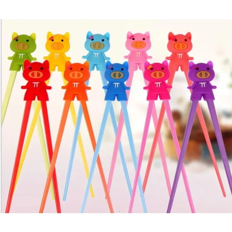 100 pair Mixed Colors Cartoon Kids Chopsticks Children gift Study Exercise Chopsticks Silicone Chopsticks Head