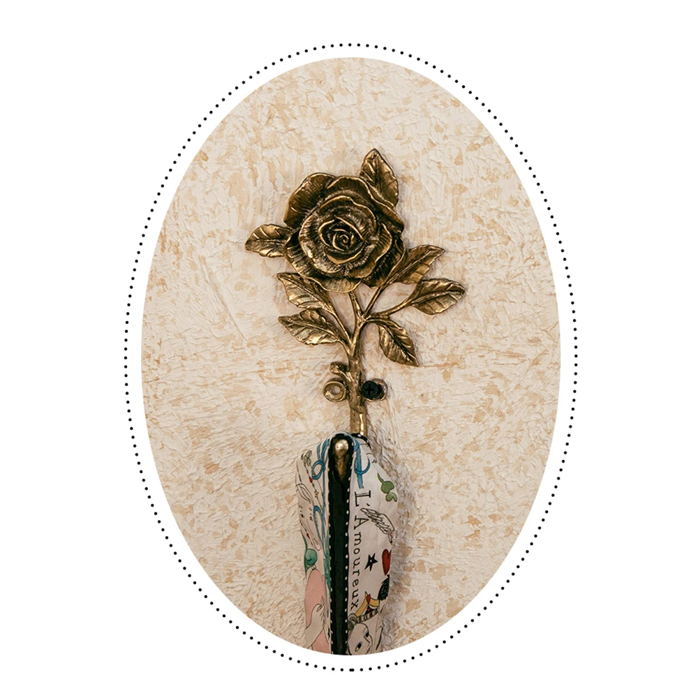 

Французский крючок для домашнего декора, ретро сплав, золото, спальня, примерочная, цветы розы, одинарный крючок, штамповка, монтажный крючок, орнамент