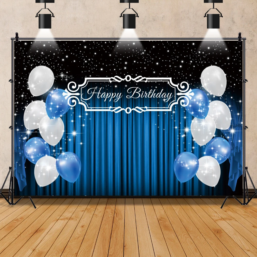 Golden Diamonds Blue Headboard Wall Adult Birthday Party Poster Banner Custom Photographic Backdrop Photography Background