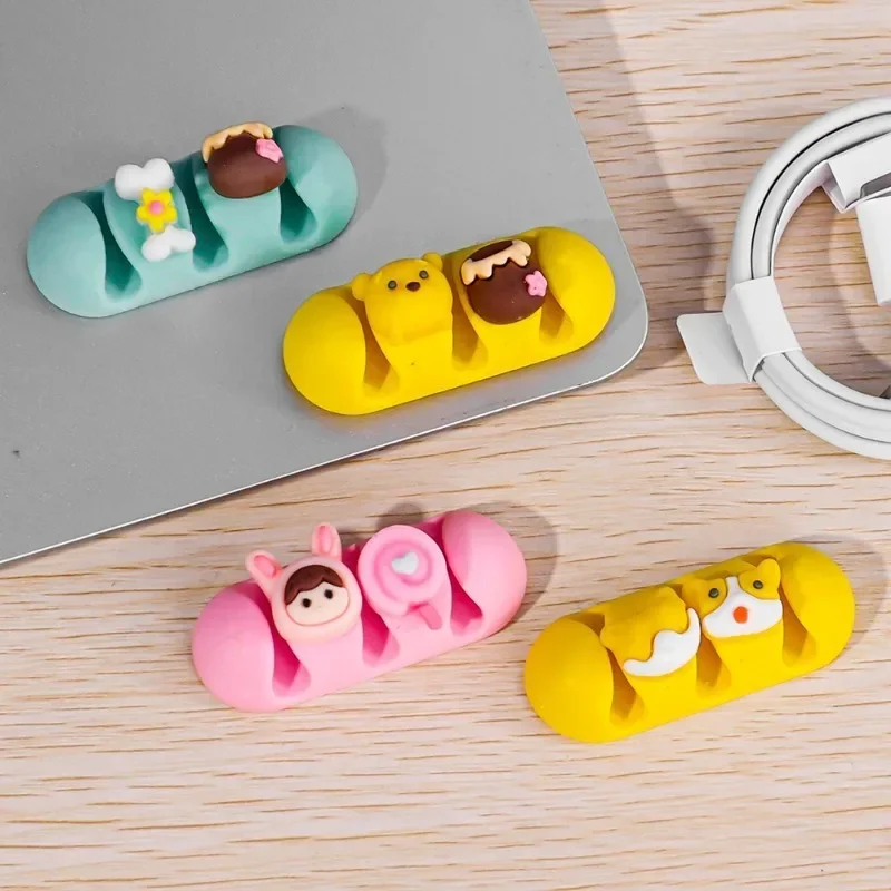 Universal Cartoon Magnetic Desk USB Cable Organizer Clip Wire Earphone Phone Line Cord Protector Desktop Tidy Holder Management