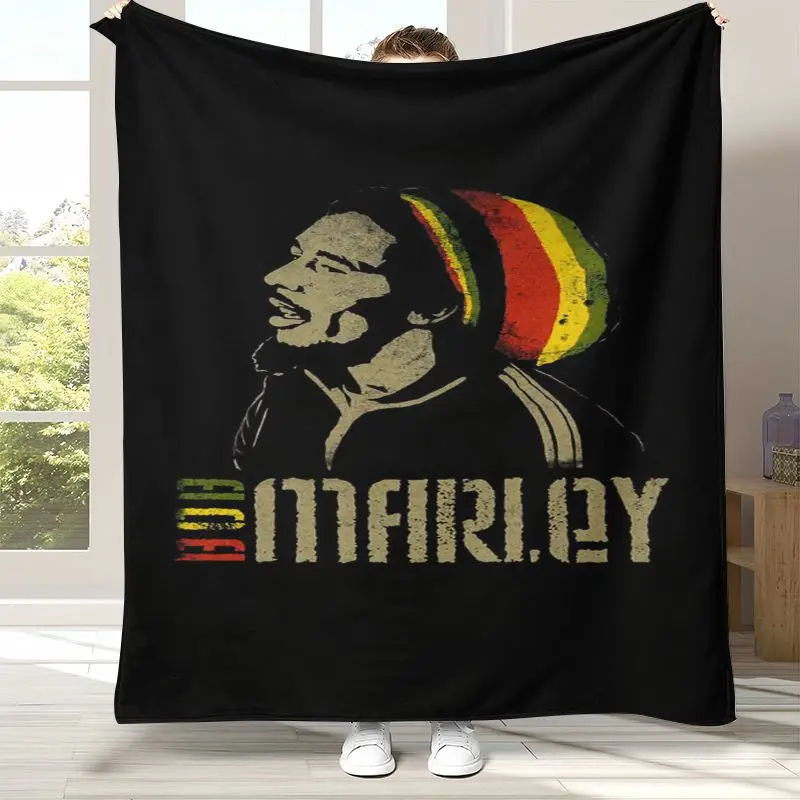 3D Reggae Music Bob Marley Rasta Color Soft Flannel Throw Blanket,Cozy Warm Blanket for Bed,Sofa,Living Room,Camping,Home Decor