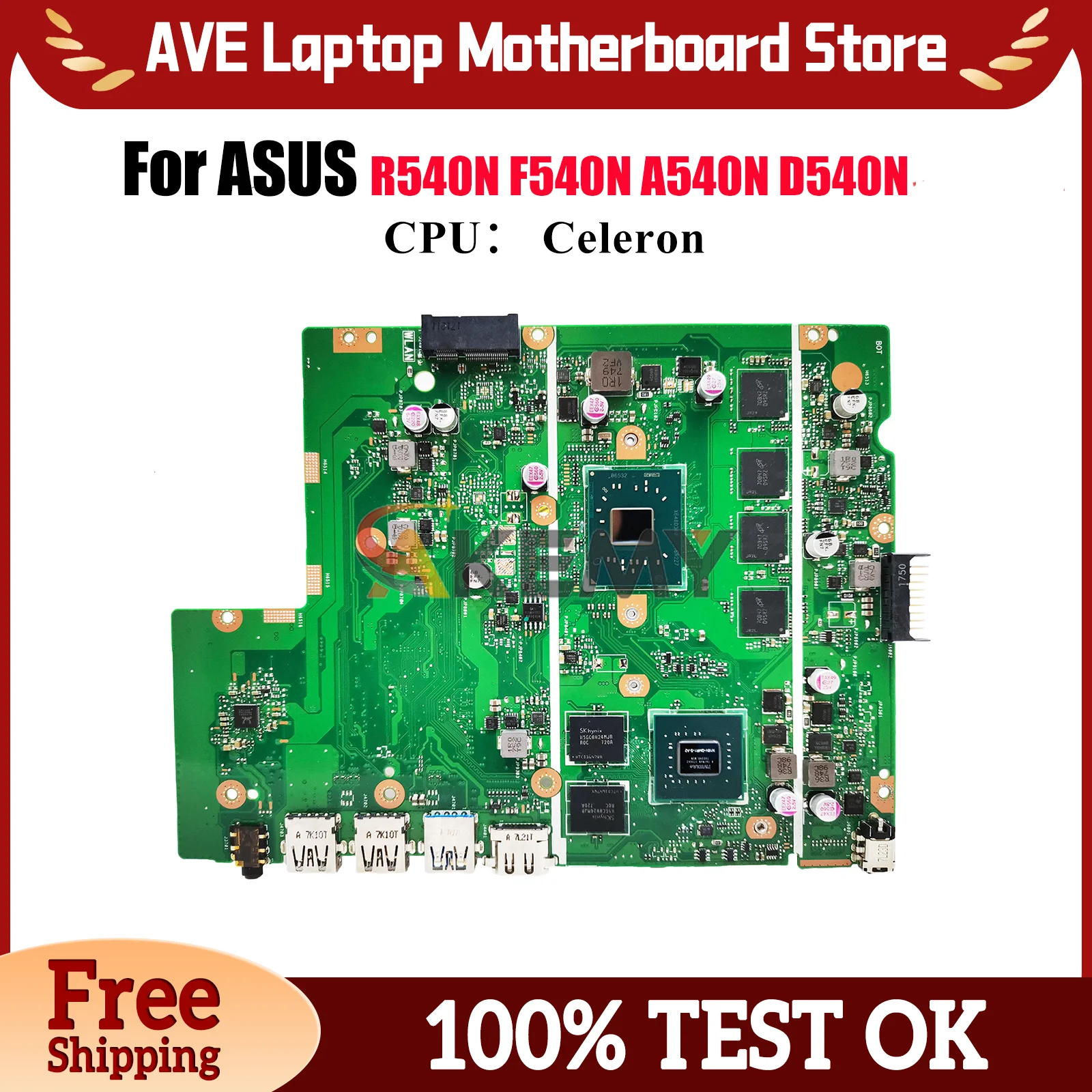 

X540NV Материнская плата для ноутбука ASUS VivoBook D540N X540NV F540N X540N A540N R540N Материнская плата с процессором Celeron 100% tests OK stk
