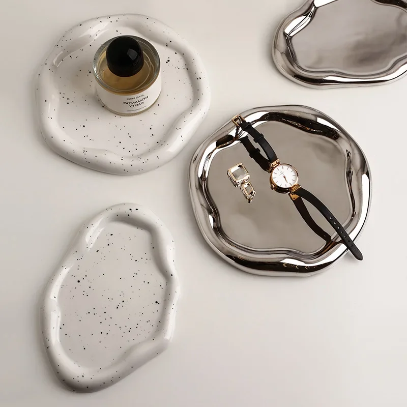 Ceramic Jewelry Tray Dish for Ring Key Trinket, Cute Cloud Shape Decorative Jewelry Plate Holder Room Decor Aesthetic Gift