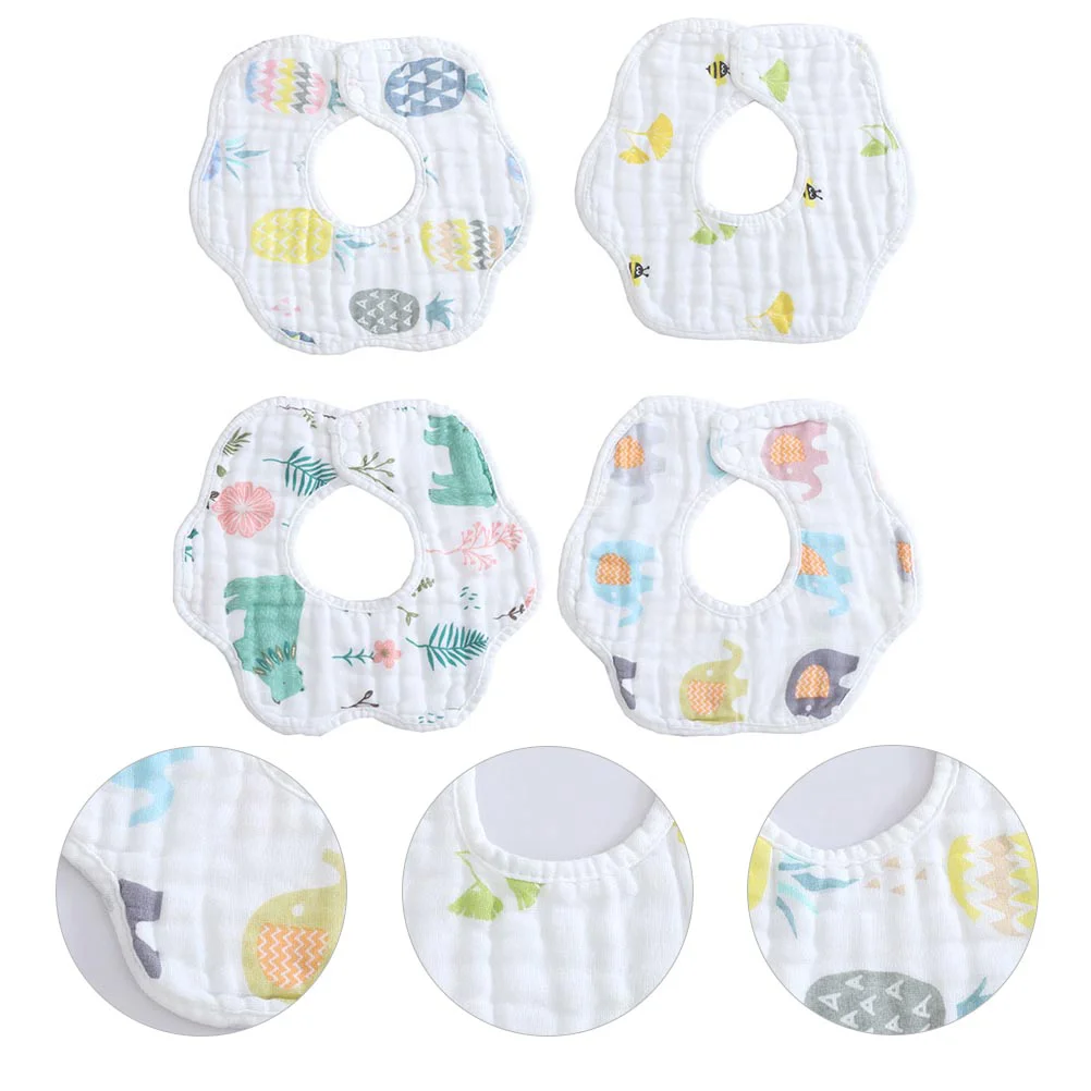 4pcs Washable Cotton Baby Bibs Beautiful Printing Apron for Baby (Random Style) cotton bibs for baby bibs for infant