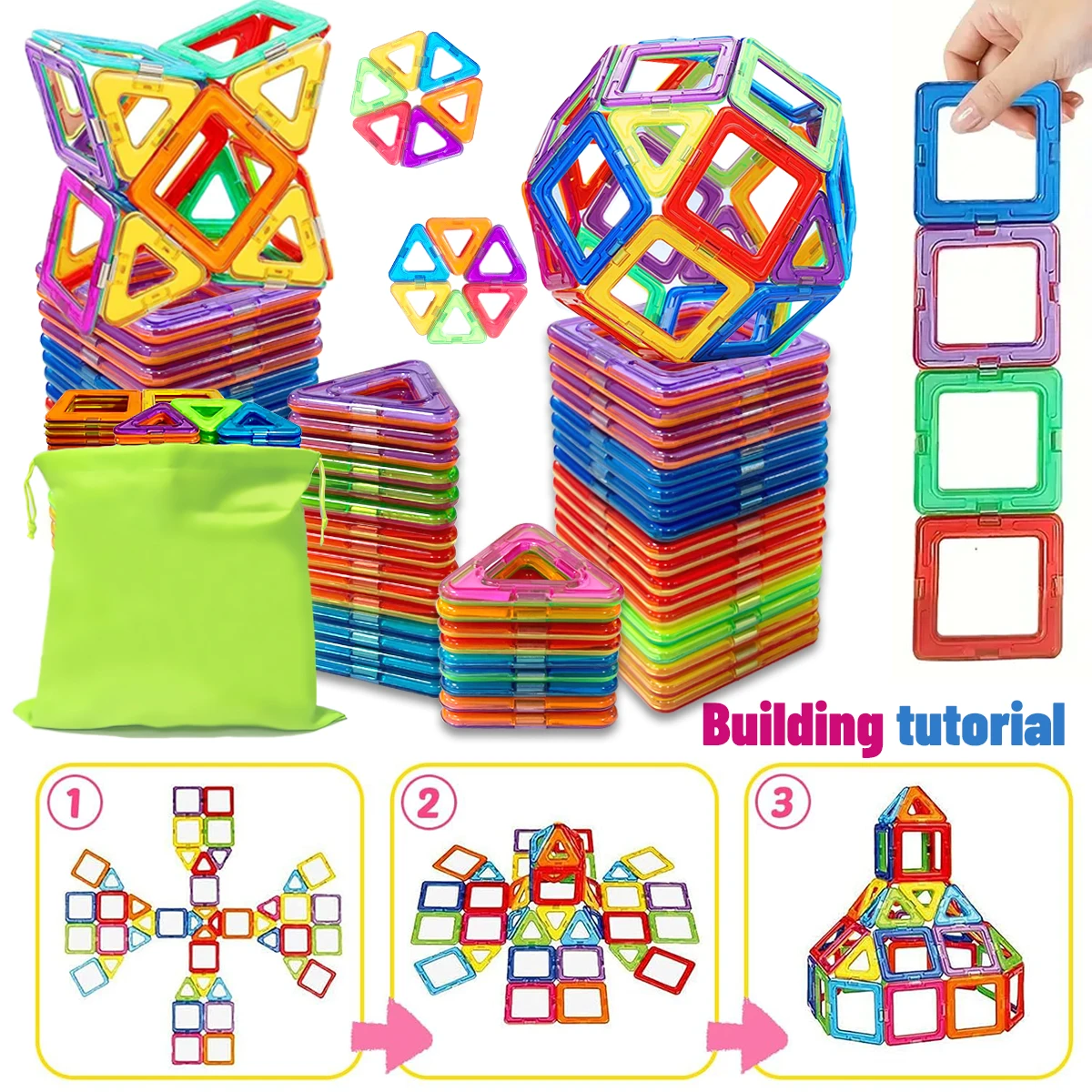 20/40 قطعة من مكعبات البناء المغناطيسية - ألعاب منشئ تعليمية ثلاثية الأبعاد للأطفال مكعبات بناء مغناطيسية متعددة الأشكال