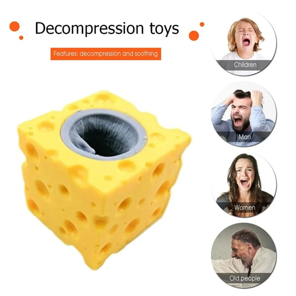 귀여운 5cm 치즈 마우스 컵 핀치 조이 패러디 벤트 그라운드고드 장난감 감압 핑거 핀치 토이