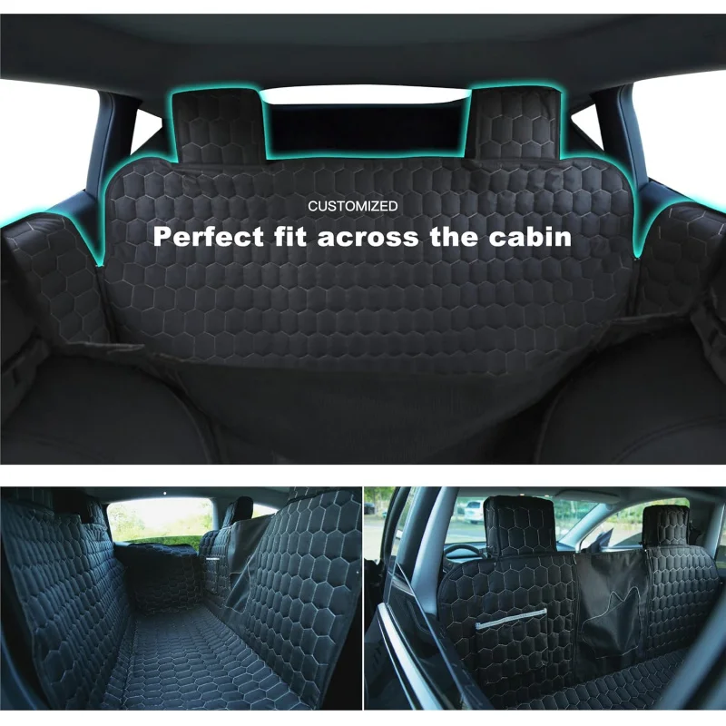 

Waterproof Dog Car Seat Cover Back Seat Hammock with Side Flaps Mesh Window Headrest Protector Non Slip Easy Clean Pet Travel