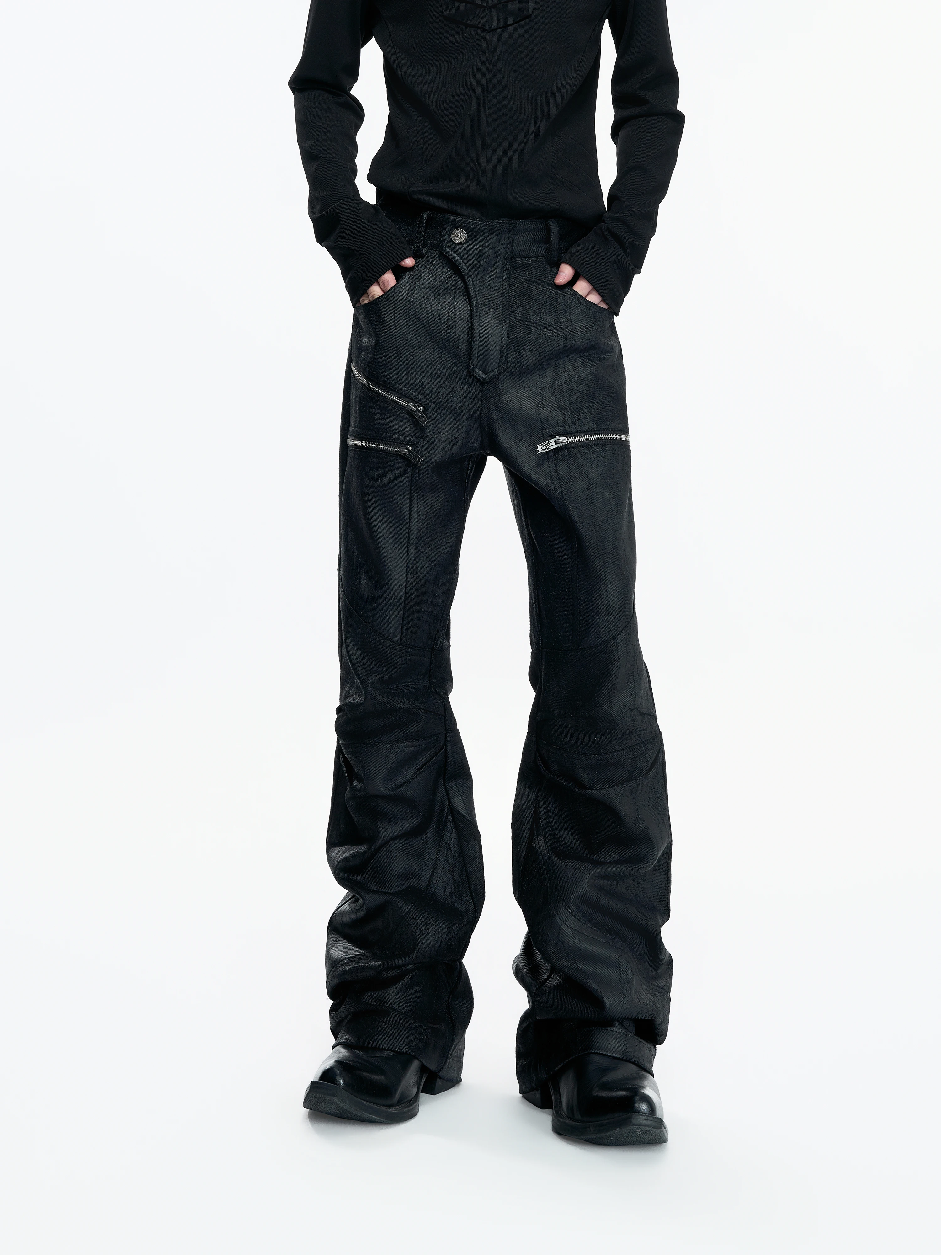 

ArguE CulturE Black Wax Brushed Distressed Straight Leg Jeans Patchwork Slim Fit Trousers Wear Resistant Youth Leisure Cotton...