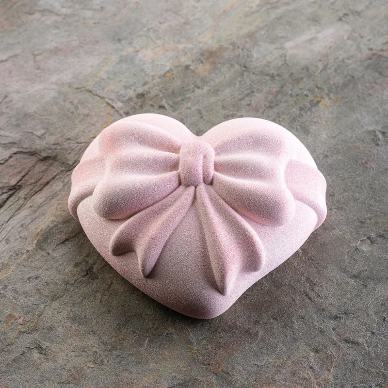 New Valentine's Day Love Mousse Cake Mold Single Bow Love Silicone Mold 6 Inch Peach Heart