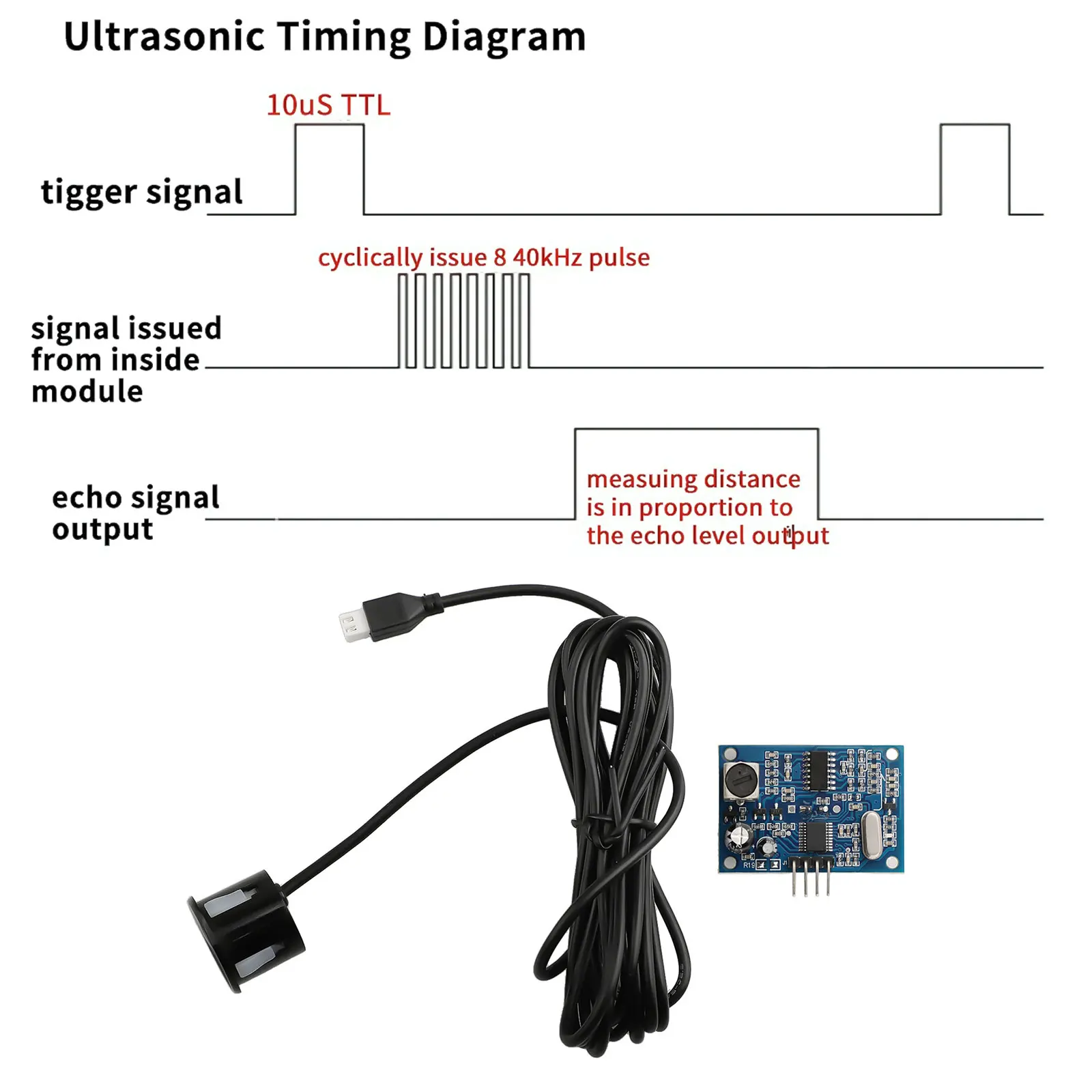 Detección automática de objetos Sensor acústico de 5V Control automático Medición de distancia Módulo de medición de distancia