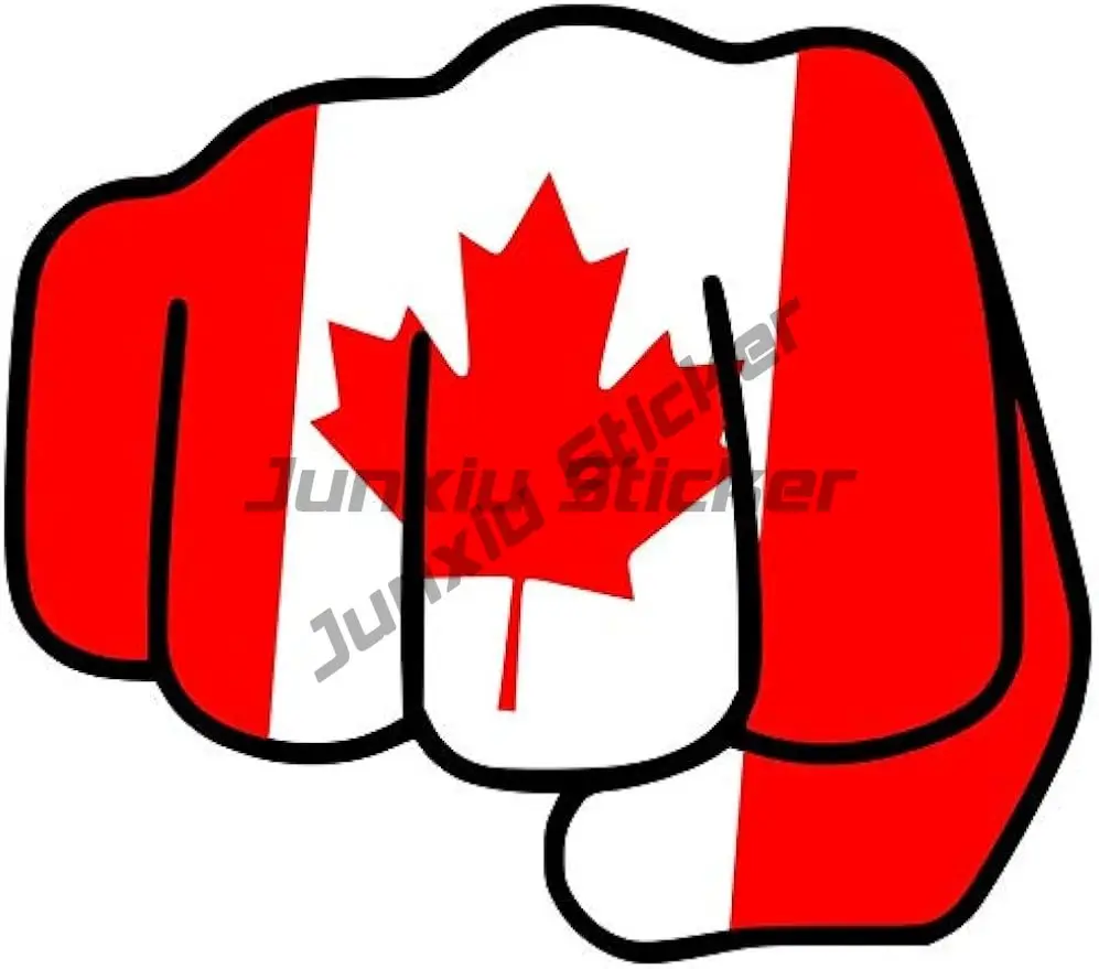 Funny Cute Canadian Canada Flag Fist Bump Sticker Decal Premium Quality Vinyl Sticker UV Protective