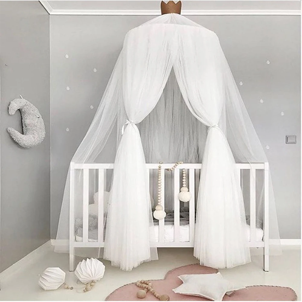 Battilo Elegant Bed Canopy Mosquito Net for Child Round Dome Netting Curtains Play Tent Bedding for Kids Baby Bedroom Decoration