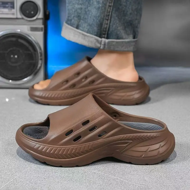 Men Summer New One Word Big size Casual Sports Slipper Injection Molding Soft sole Light Home slipper Outdoor Beach Slippers