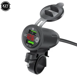 Motor Gemodificeerde Oplader Dual USB QC3.0 LED Voltmeter Display Dual USB Lader Socket Motorc Onderdelen Modificatie Accessoires