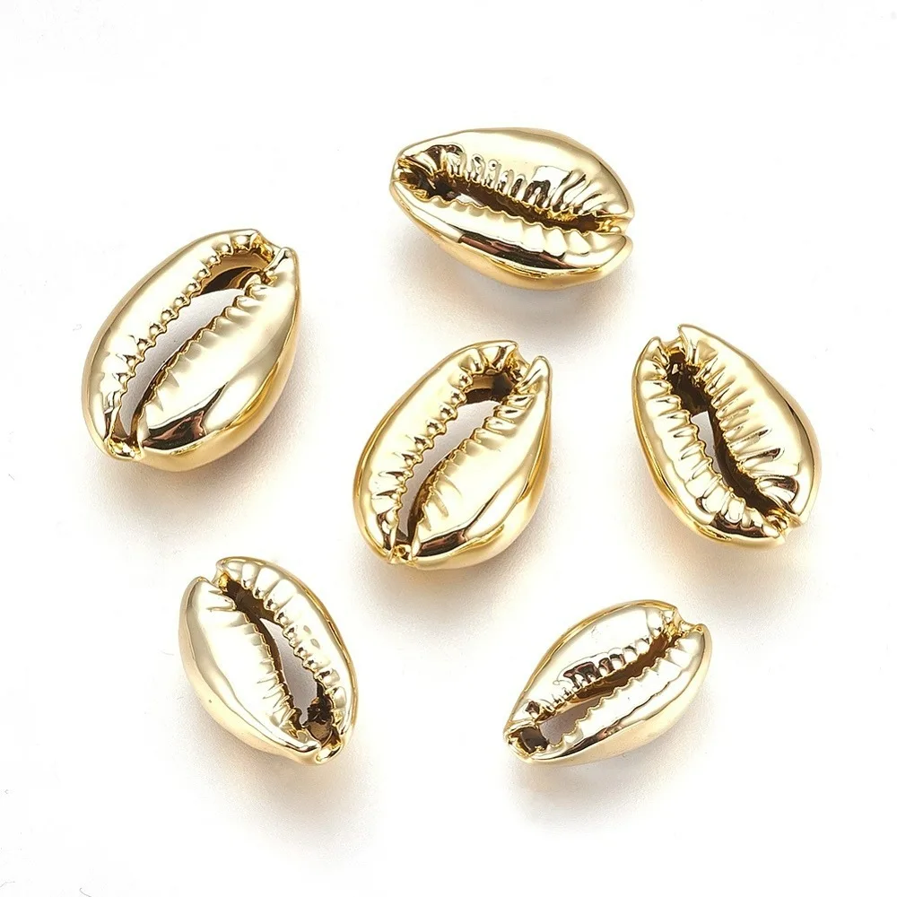 

50pcs Electroplated Shell Beads Cowrie Shells 15~20x10~12x5~6mm Hole: 12~14x2~3mm