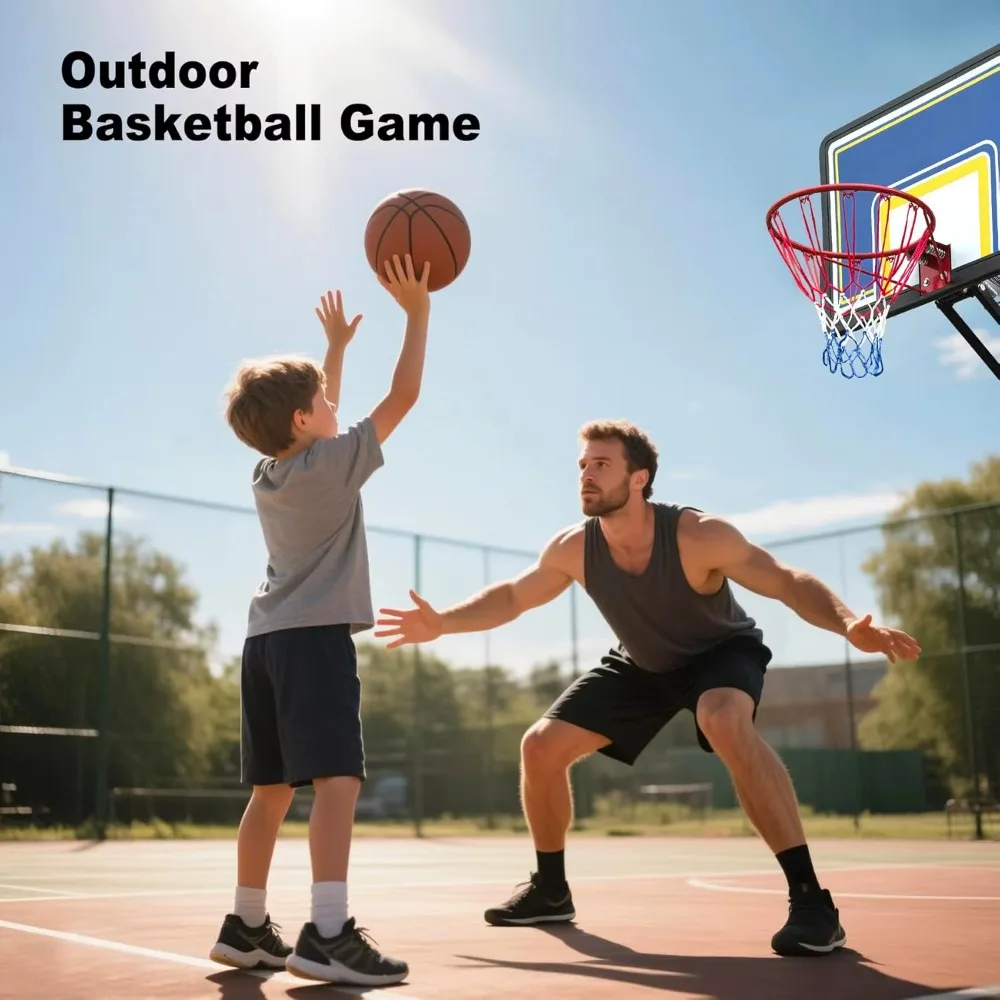 高さ8～10フィートの範囲で調整可能なポータブル屋外バスケットボールフープシステム、44インチの耐衝撃性バックボードと頑丈なベース付き