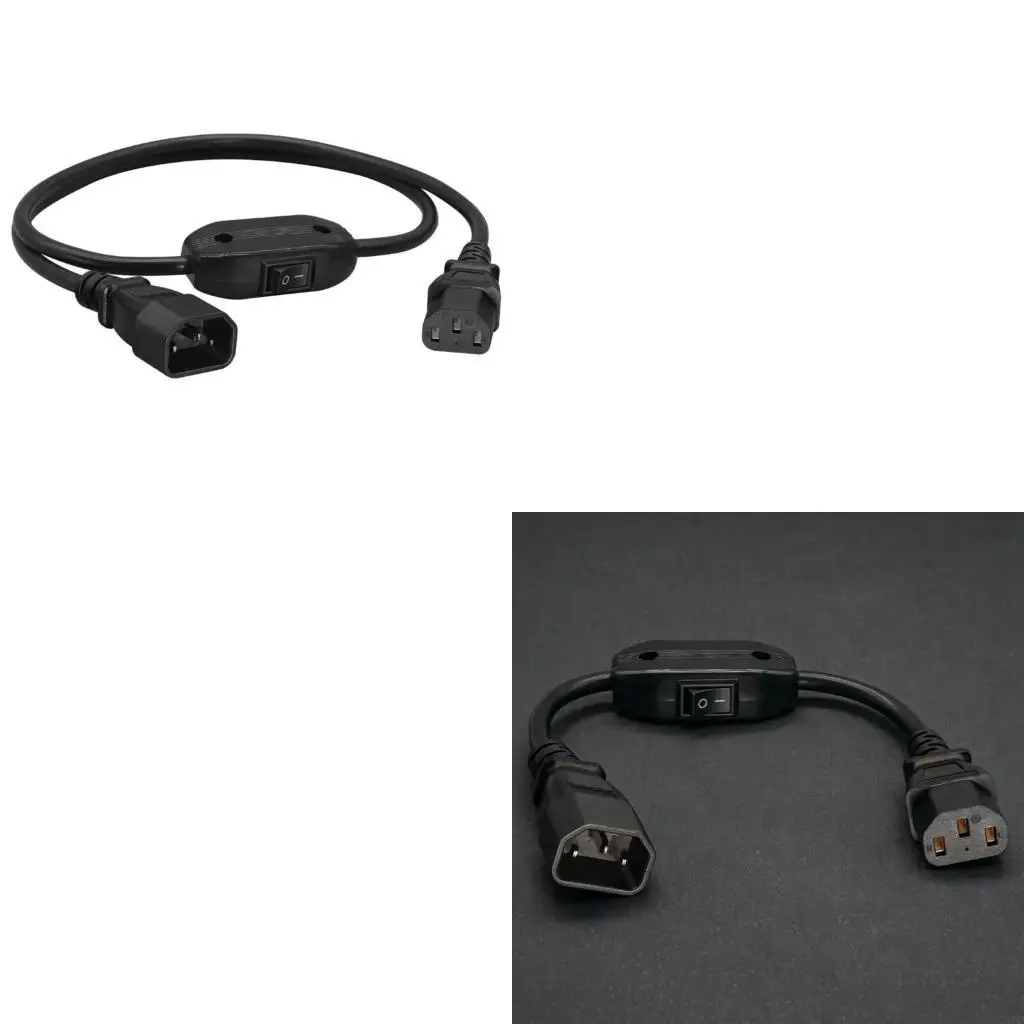 J1HD Flexible Lab Equipment Power Cord Practical C13 to C14 Power Cable with Switches for Home Office Multiple Devices Use