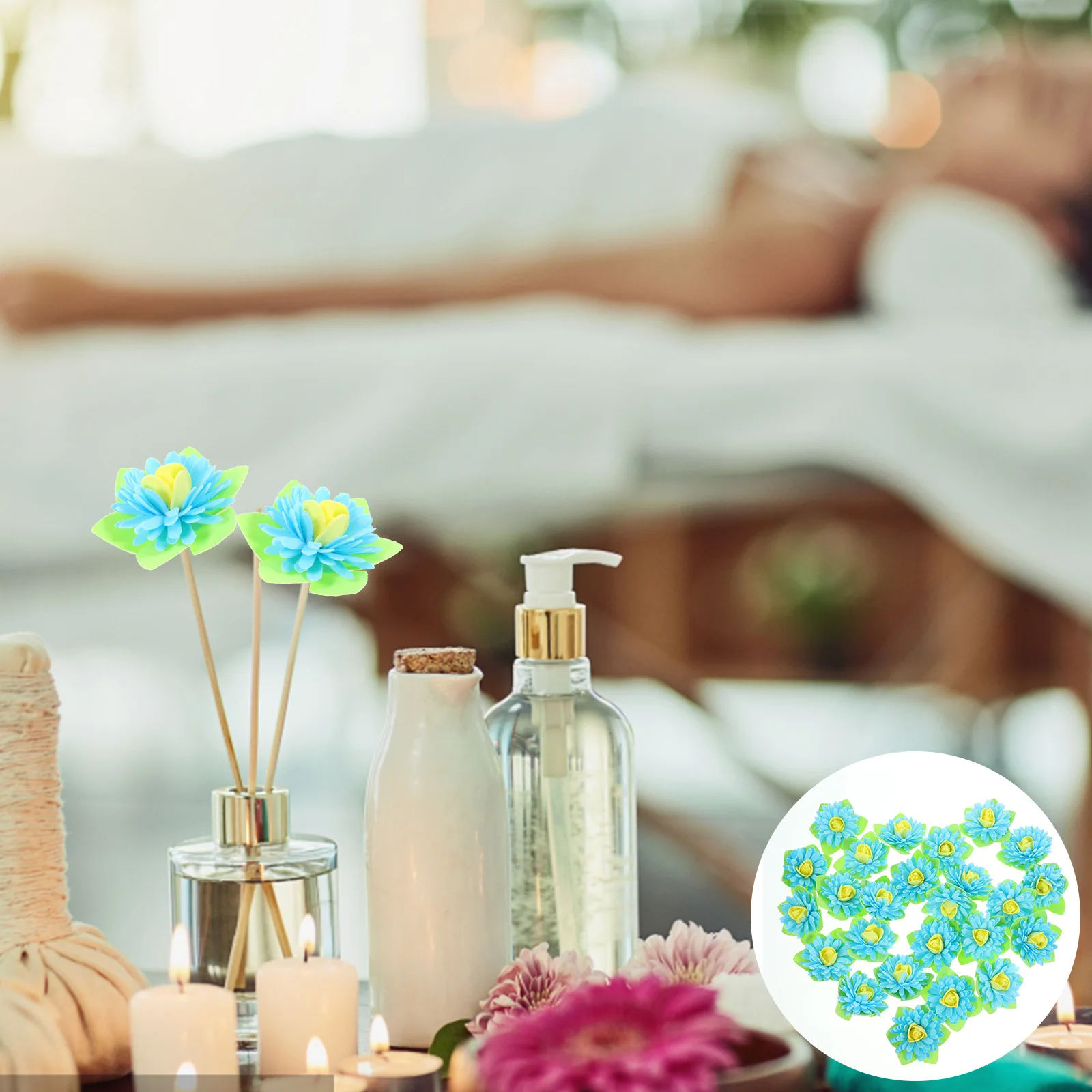 

50pcs Aromatherapy Blue PE Essential Oil Diffusers Home Kitchen Bedroom Bathrooms Plant Diffuser Plant Diffuser