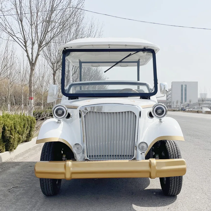 2025 New Model Style Club Antique Car 60V Battery AC Motor Four Wheeler with Rain Cover Amusement Park Rental Mobility Scooter