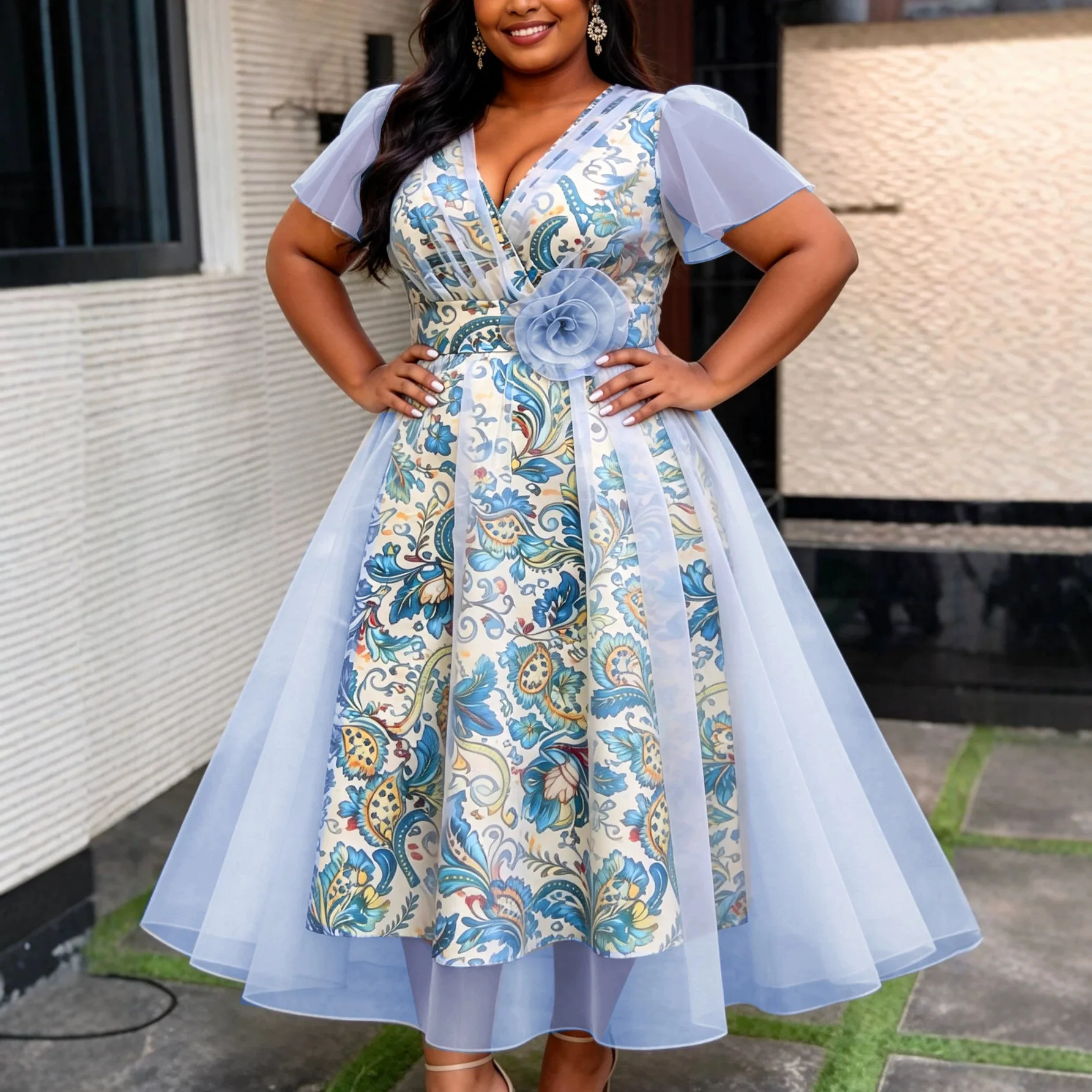 l-4xl-plus-size-dashiki-african-dresses-for-women-elegant-short-sleeve-v-neck-mesh-party-evening-wedding-midi-dresses-outfits