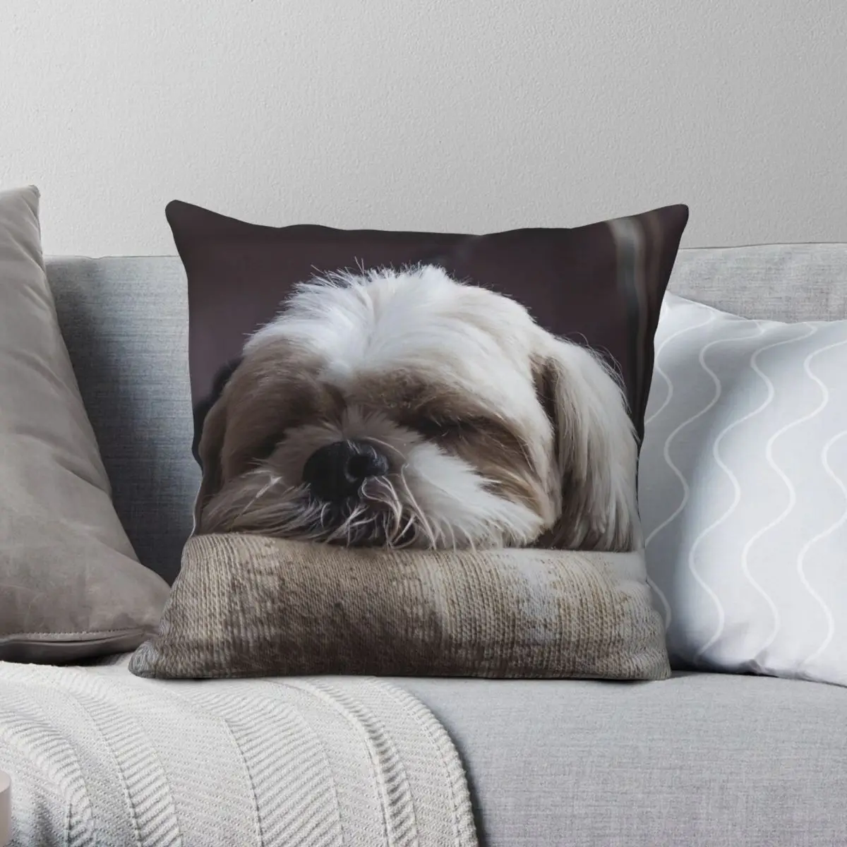 

Shih Tzu Square Pillowcase Polyester Linen Velvet Printed Zip Decor Pillow Case Car Cushion Case