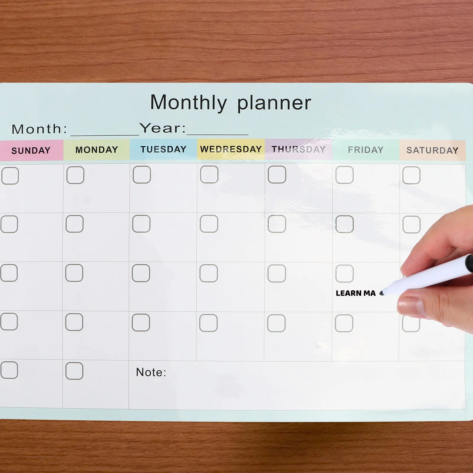 

1pc Magnetic Monthly Plan Board Pet Surface Fridge Note Calendar Home Schedule Organizer Reusable Planner 11.8X9.4Inch