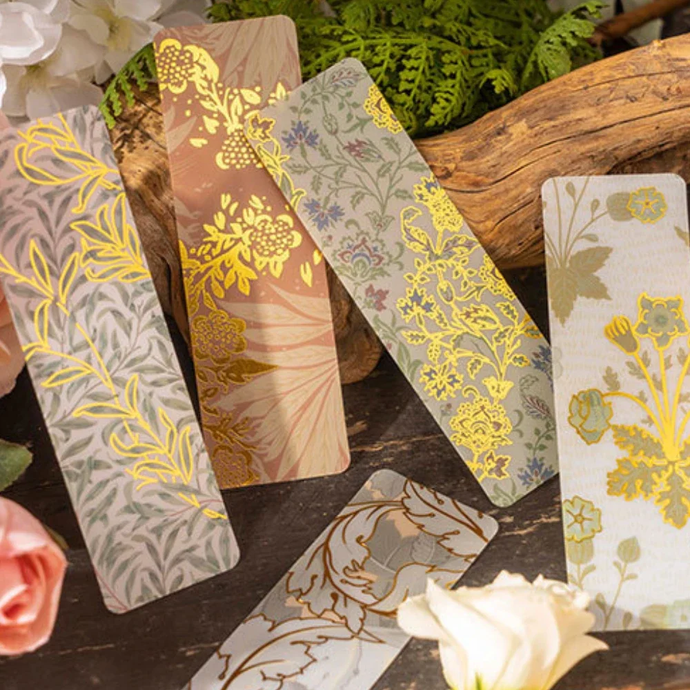 6 Styles 5pcs/set Creative Bookmarks Frosted PVC Bookmark Stamping Process Aesthetic Stationery Practical Reading Accessories