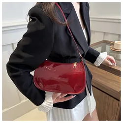 2025 Retro Solid Color PU Leather Shoulder Bag Fashion Women's Handbags Casual Designer Underarm Bag