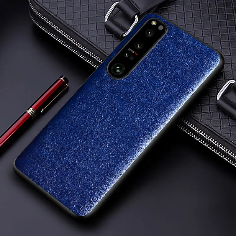 Luxury PU leather Case for Sony Xperia 1 5 10 Ace IV III V II 2 XZ4 XZ3 Pro-I Business solid color phone cover Soft TPU&Hard PC