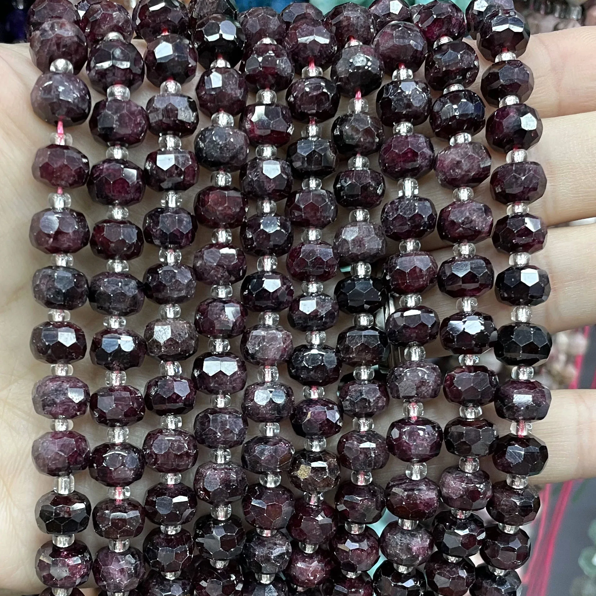 6X8MM Faceted Natural Stone Wheel Red Garnet Spacer Loose Beads For Jewelry Making DIY Bracelet Necklace  Accessories