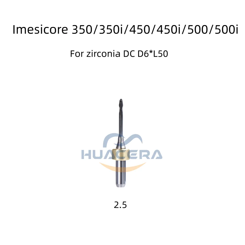 Imesicore 350i/450i/550i DC Coating D6 Dental Lab Zirconia PMMA PEEK Milling Cutter Dentistry Grinding Tool Milling Burs