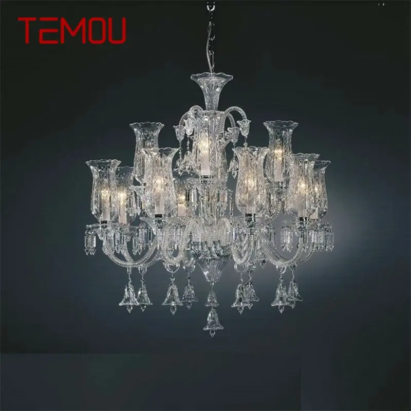 

TEMOU Crystal Chandelier Lamp European Style LED Pendant Light Decorative Fixtures for Home Living Room