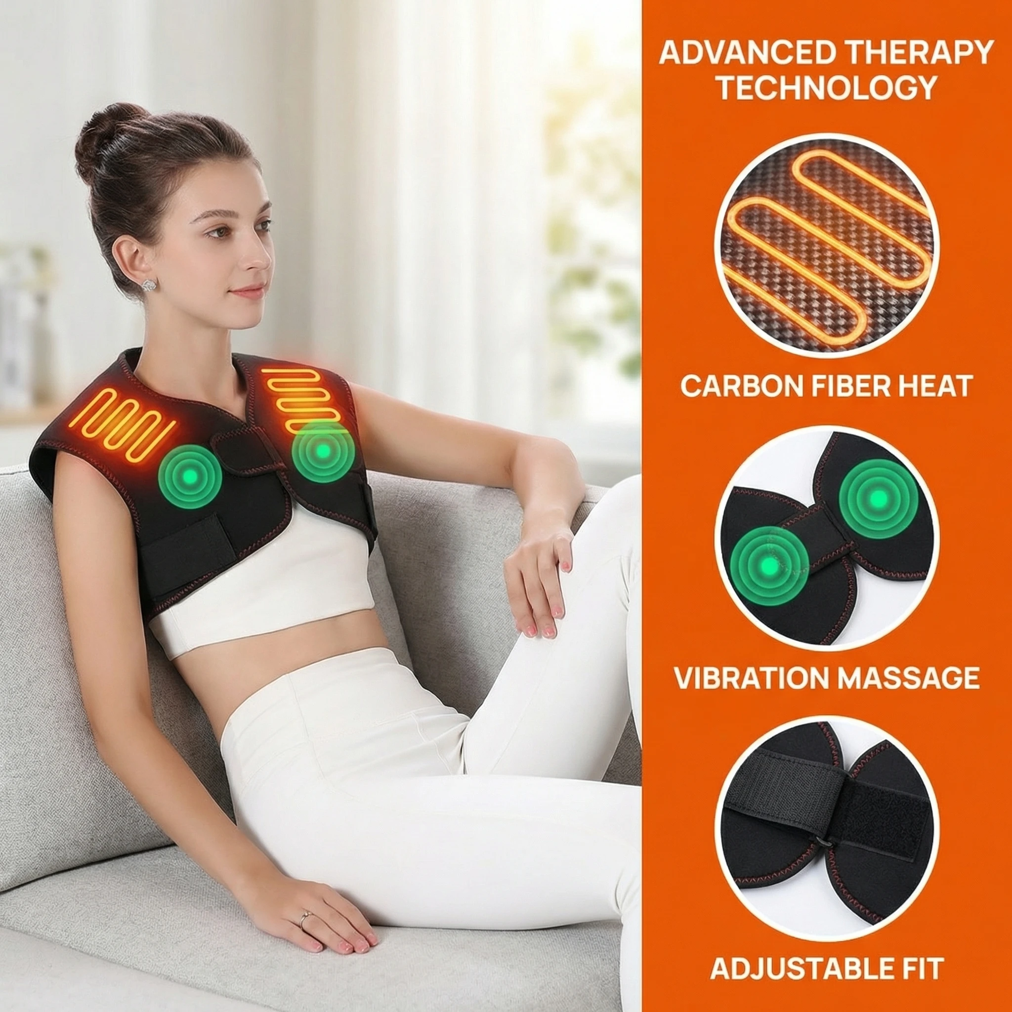 Heating Shawl Vest Shoulders Upper Back Heated Wrap 3 Temperature and Timer Settings Thermal Massage Pad Home Office Use