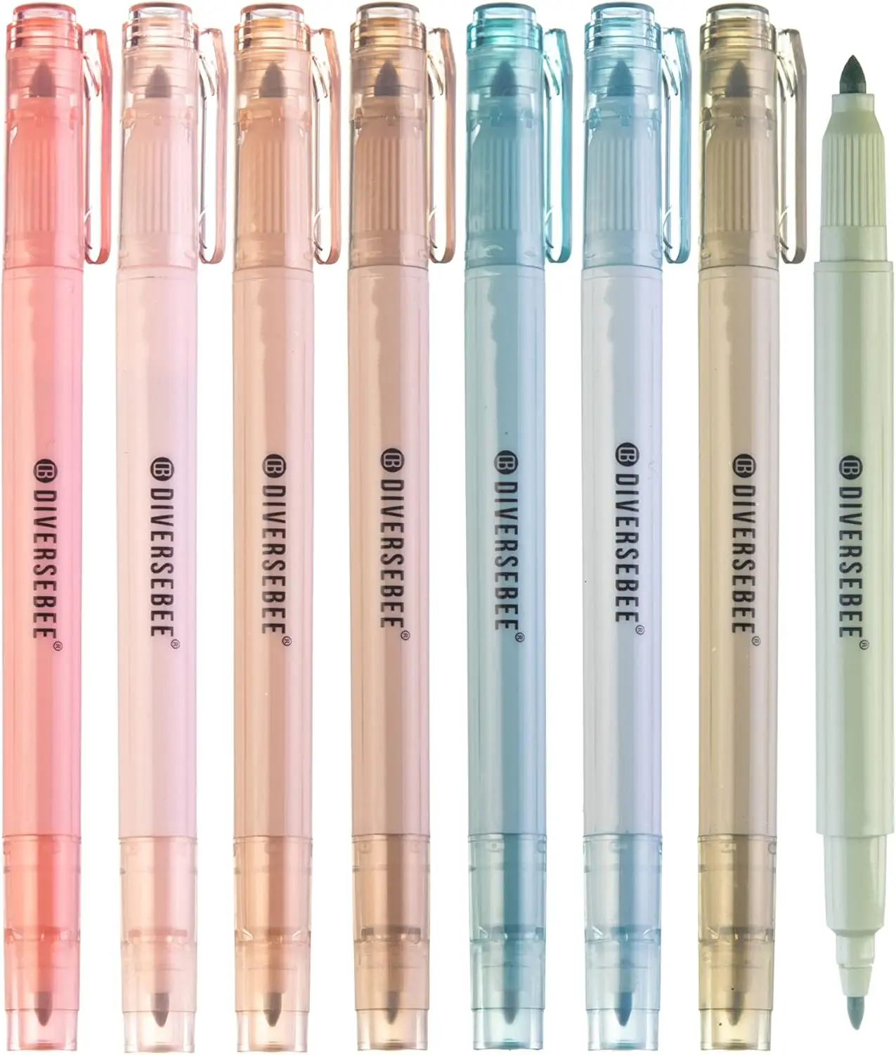 

8 Pack Dual Tip Quick Dry Highlighters, No Bleed Bible Safe Markers in Earthy Colors for Study and Office