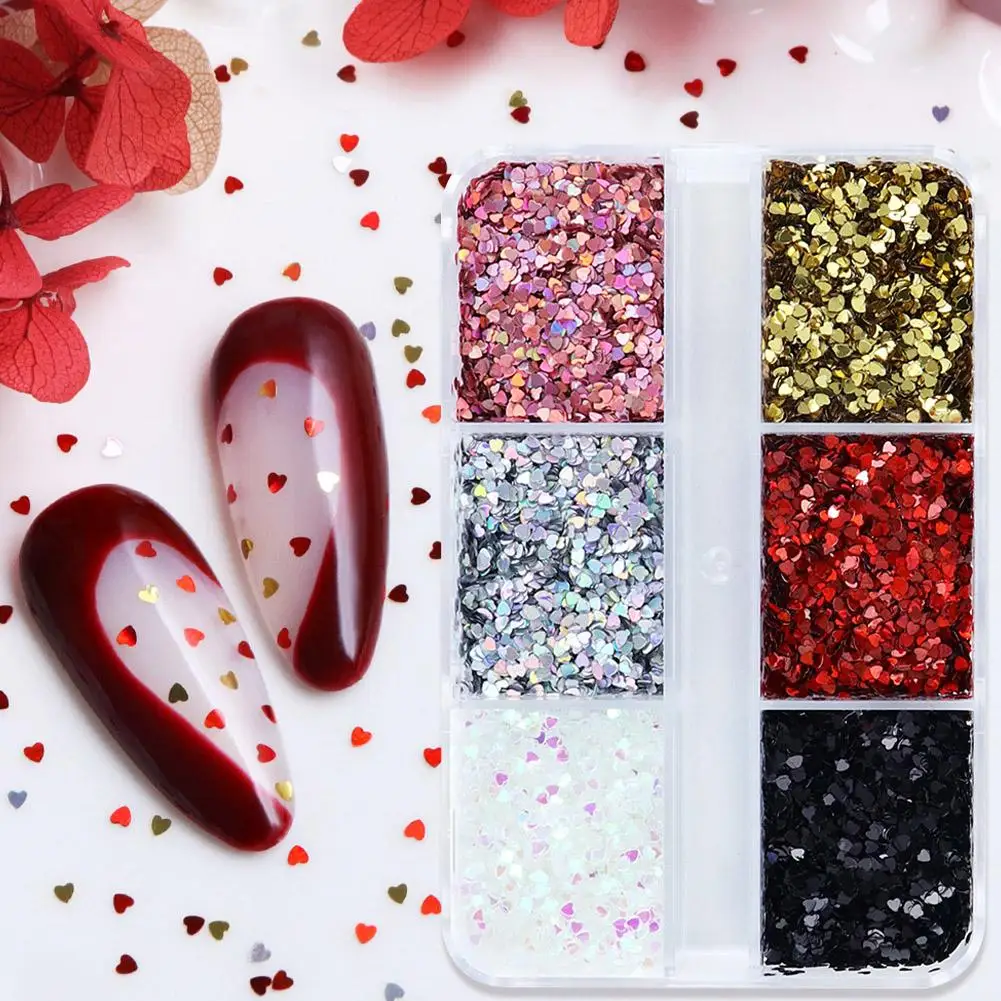กลิตเตอร์รูปหัวใจโฮโลแกรม 1 มม. สำหรับตกแต่งเล็บ งาน DIY รูปหัวใจ สำหรับตกแต่งเล็บวันวาเลนไทน์ H2W1