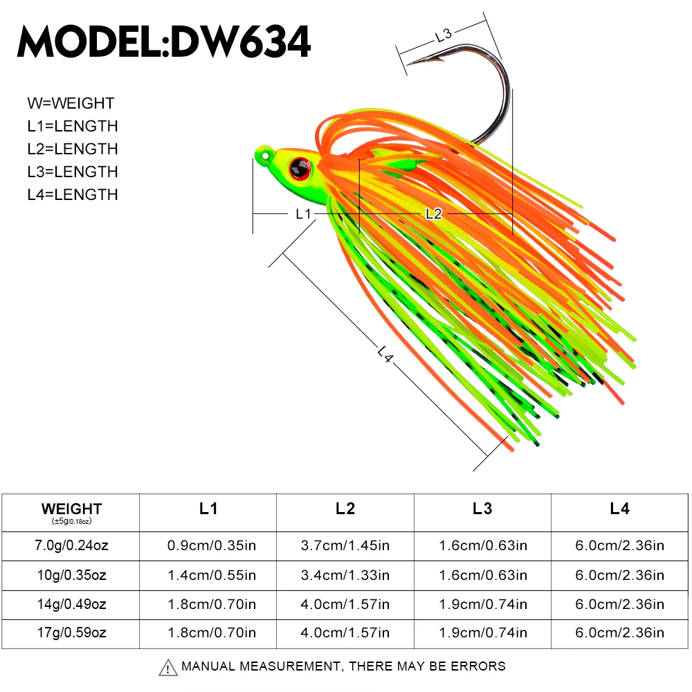 PROBEROS 7g 10g 14g Spinnerbaits Fishing Lure Wire Bait Weedless Bass Jig with Skirt Soft Bait for Freshwater Saltwater