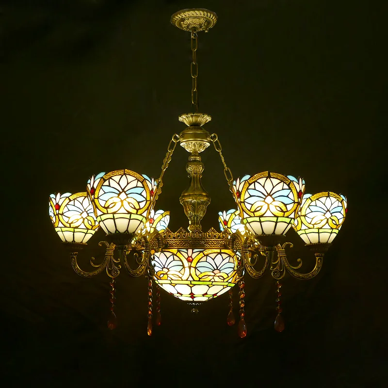 Bedroom Country Vintage Chandelier Living Room Dining Room Bedroom Light Clothing Store Office Creative Multi-headed Glass Light