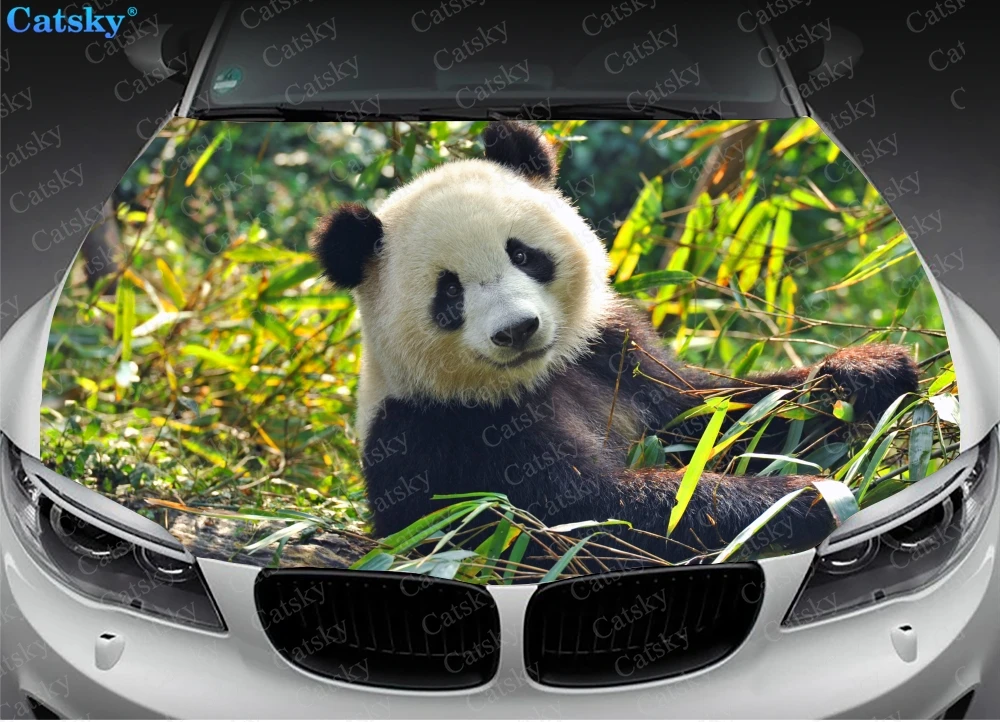 Cute Panda Car Hood Sticker,Custom Animal Car Hood Decoration,Hood Protection Cover,Vinyl Car Sticker,Car Body Side Color Decal