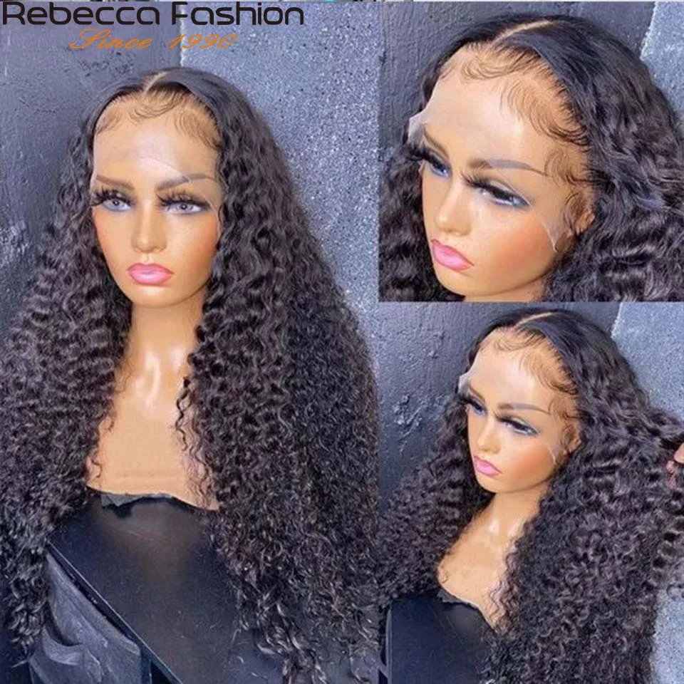 

Rebecca Transparent Lace 13X4 Kinky Curly Frontal Wigs Human Hair Lace Front Wigs Pre Plucked Curly Human Hair Lace Wigs