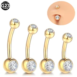1pc Implant Grade Titanium Belly Button Ring with Double Bezel Set CZ Internally Threaded Navel Piercing Body Jewelry Wholesale