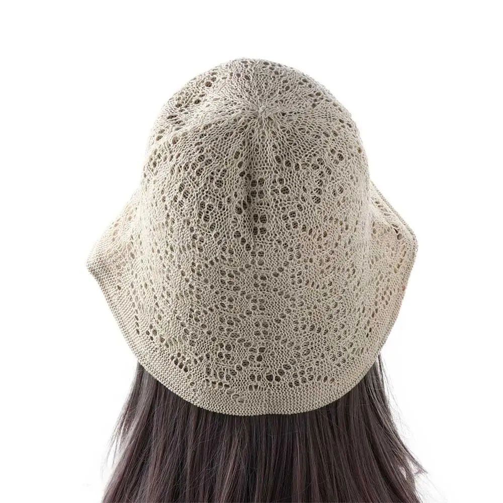 Simple Girl Hollow For Women Pure Color Caps Knitted Hat Spring Basin Bucket Hat Female Hats Korean Style Caps Sun Hat