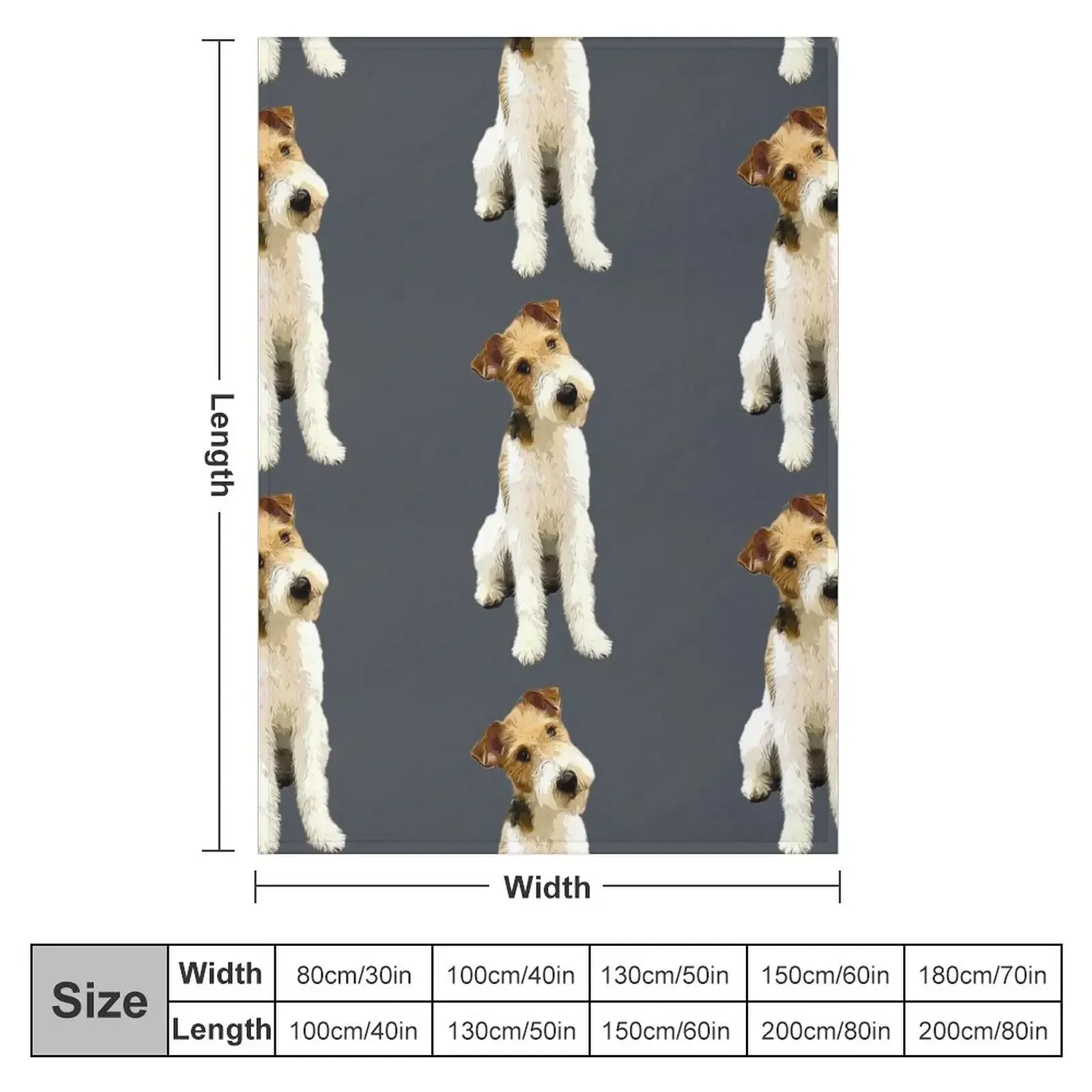 Wire Fox Terrier Head Tilt Throw Blanket Furrys Luxury Hairys Bed linens Blankets