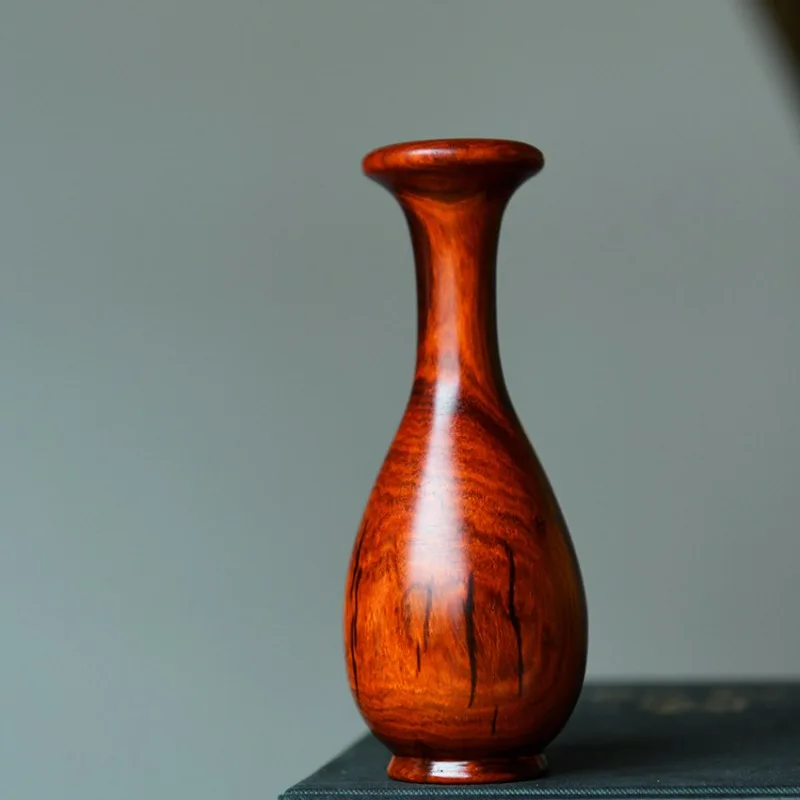 مزهرية خشب الصندل الأحمر المفصص الهندي زخرفة منزلية إبداعية