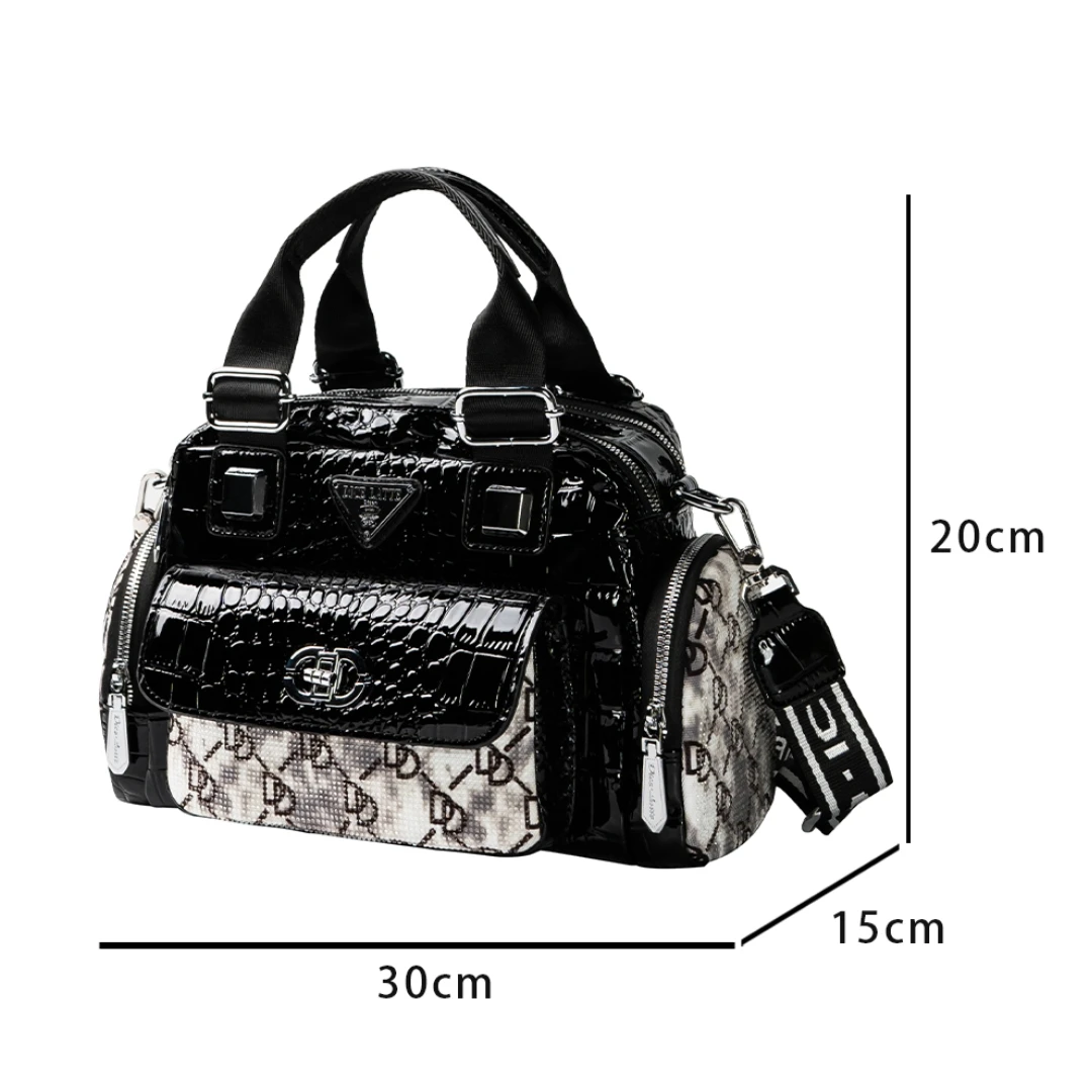 Large Glamour Boston Handbag - Spacious Crossbody Crocodile Satchel With Zipper Closure, Multi-pocket and Comfortable Handle