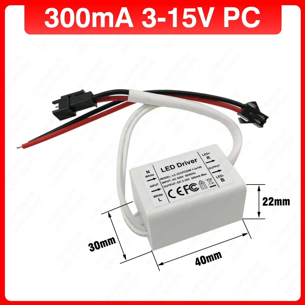 Dimmable LED Driver 1W 3W 5W 7W 9W 12W 15W 18W 24W Lighting Transformers 300mA 3-15V 15-60V Dimming Power Supply