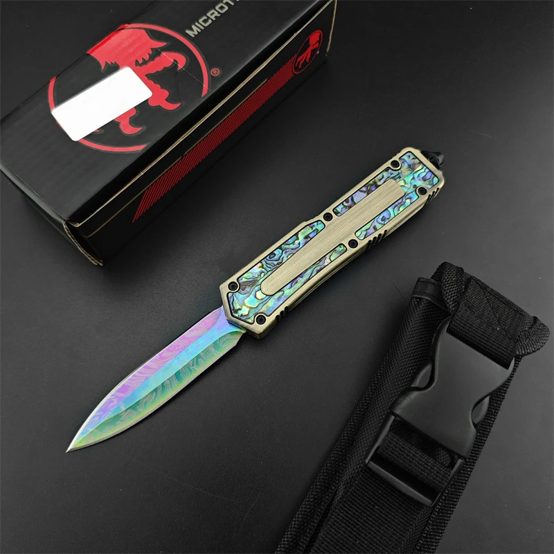 Survival Rescue Zinc Alloy Inlaid Bowie Handle Outdoor Camping Hunting Tool Folding Knife for Men\'s Collection