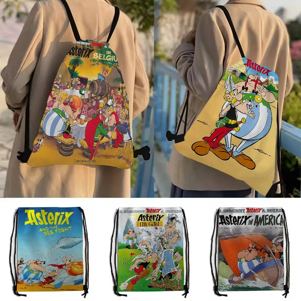 A-Asterix Et O-Obelix Manga Print حقائب برباط حقائب هدايا للحفلات، حقائب ظهر برباط رياضية للصالة الرياضية والسفر والاستخدام الترفيهي