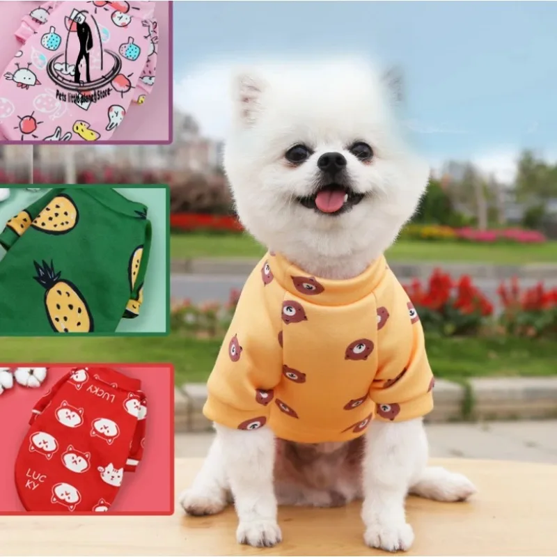 Cute Print Small Dog Hoodie Coat Winter Warm Pet Clothes for Chihuahua Shih Tzu Sweatshirt Puppy Cat Pullover Dogs Pets Clothing