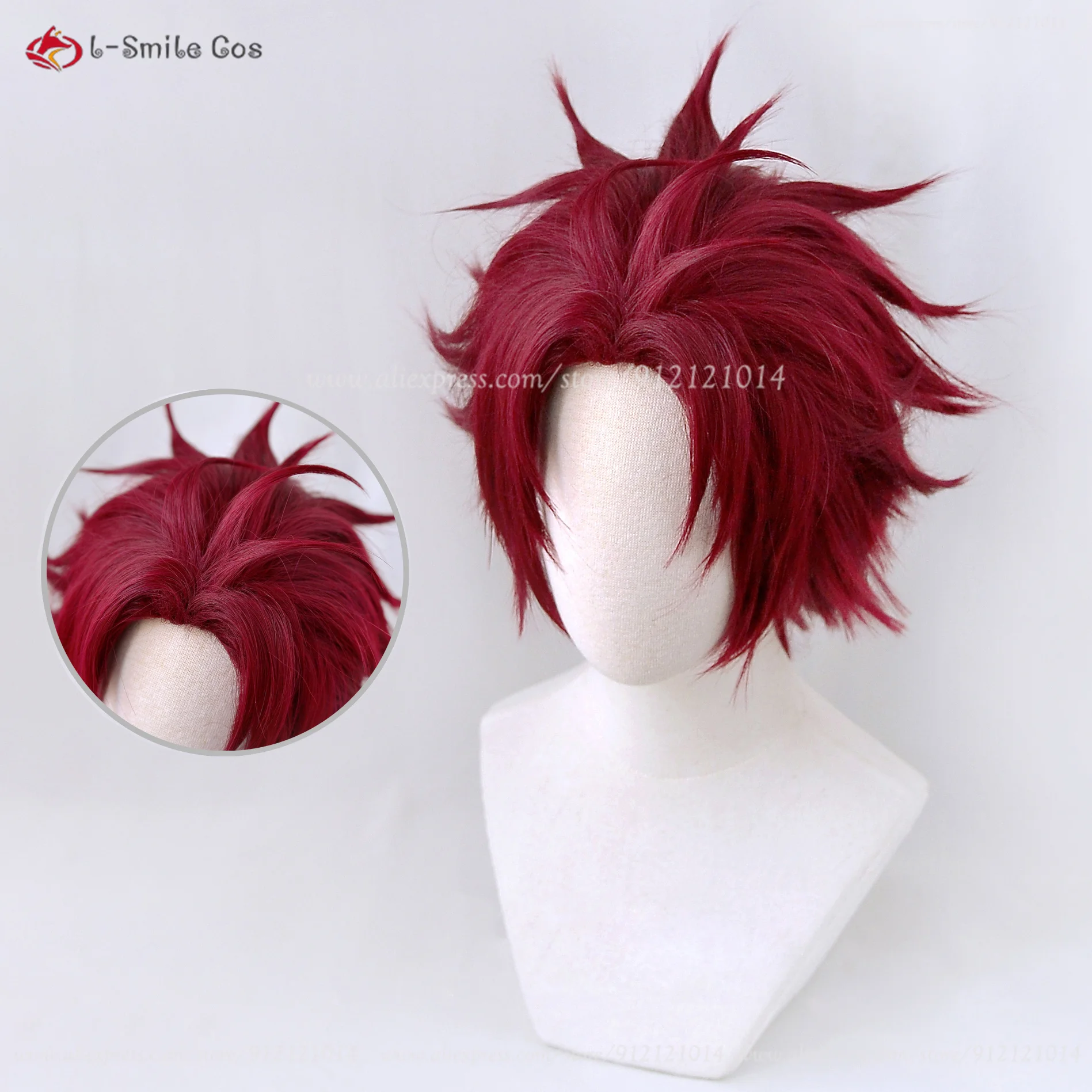 Peluca de Cosplay de Anime Sugasano Allen para hombres, pelucas cortas Rojas, cabello sintético resistente al calor, pelucas de fiesta de Halloween, gorra de peluca